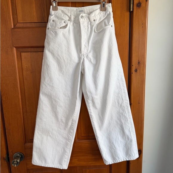 Citizens of Humanity Pina Cropped Low Rise Baggy Cotton Jean in Chalk - Picture 6 of 11